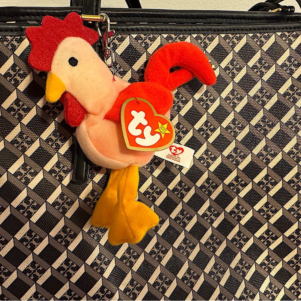 Vintage Handmade TY Beanie Strut the Rooster Bag Charm 1999 with Tags
